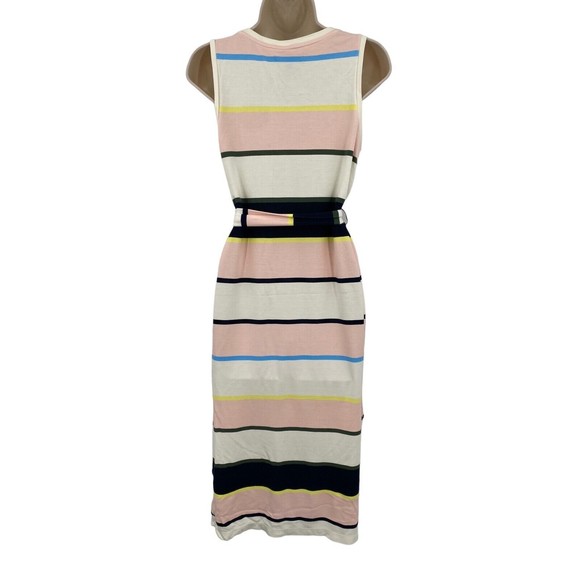Banana Republic Dress Size Small Knit Striped Color Block Midi Pink Multi - Picture 5 of 9